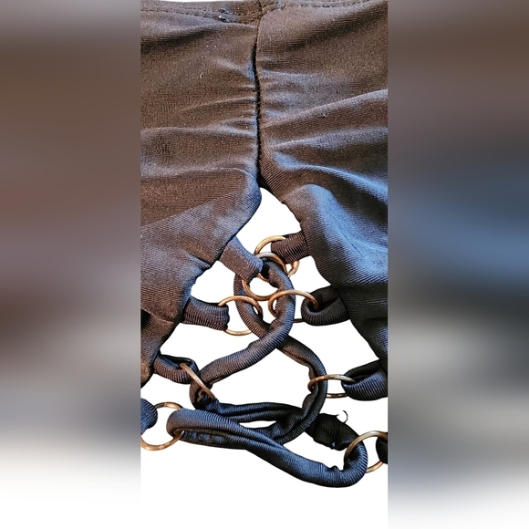 Time and Tru Black High Waist Cinch Sides Full Swim Bikini Bottom Women's M NWOT - Picture 5 of 7